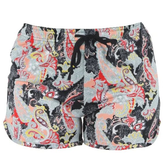 Soft Lounge Shorts Paisley Drawstring Elastic Waist M/L - Picture 2 of 2